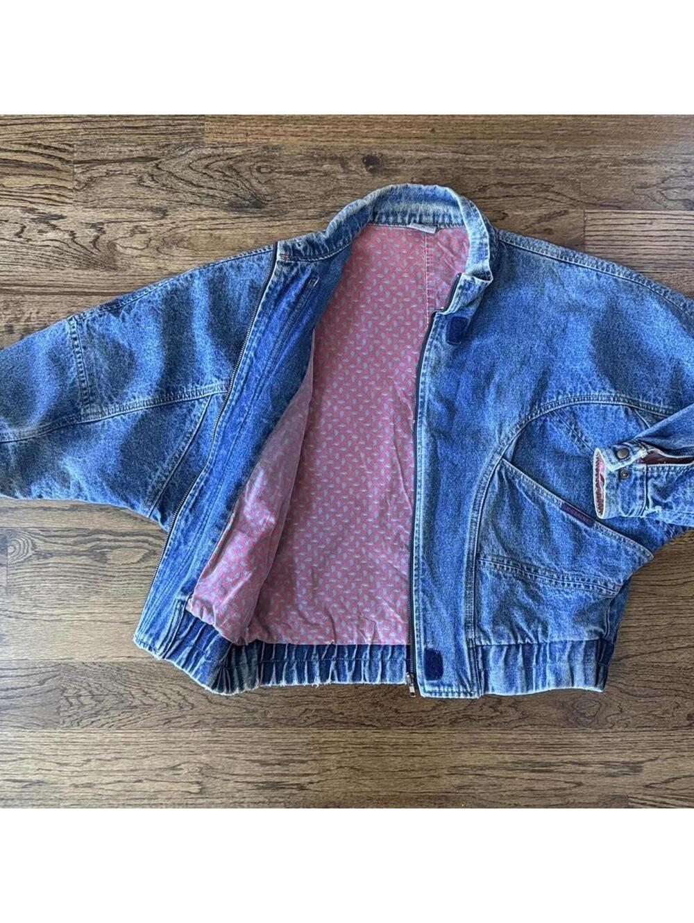 π¦ Vintage Jordache Denim Bomber Jacket β Blue β M - Picture 4 of 7